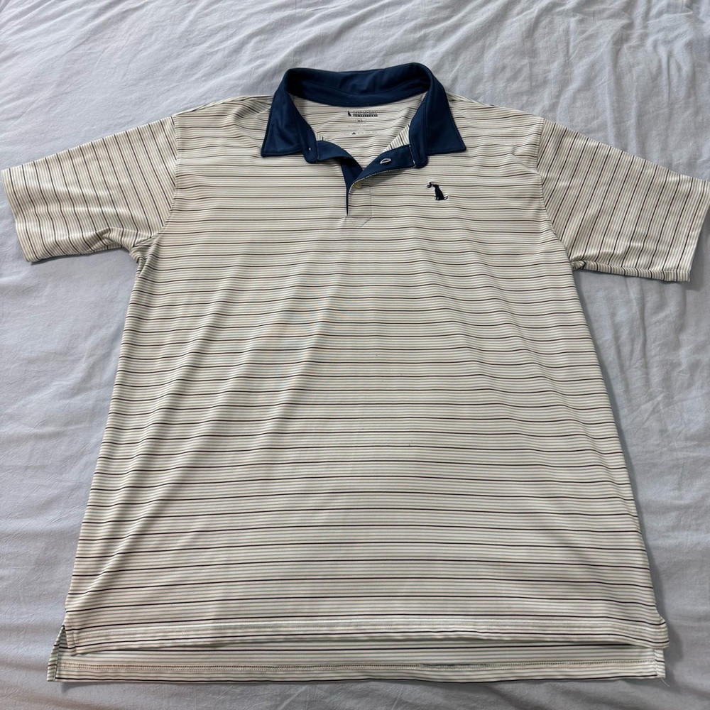 Men's Local Boy Striped Polo Shirt - Cream and Navy